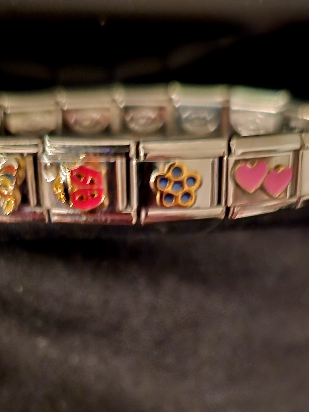 Classic Silver Italian Charm Bracelet with Pink Heart & Multicolor Links